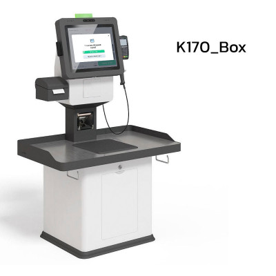 POScenter SCO-K170 Box_V2 (17”, J4125, 8Gb, SSD128Gb, 2D сканер, Светофор, З цвета, полка для ПИН-пад, полка для ККТ, стойка тумба для покупок, держатель пакетов)